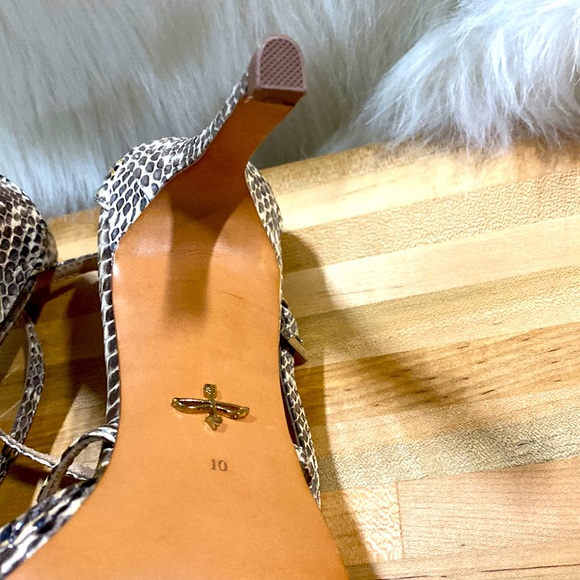 Pour La Victoire Cheyenne Snakeskin Embossed Leather Ankle Strap Pump - Picture 3 of 9